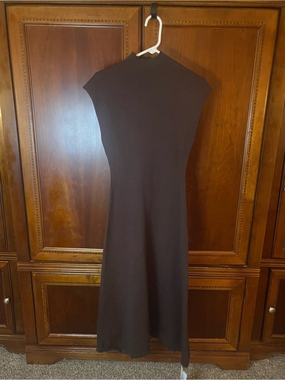 Cider Brown Mock-Neck Sleeveless Midi Dress